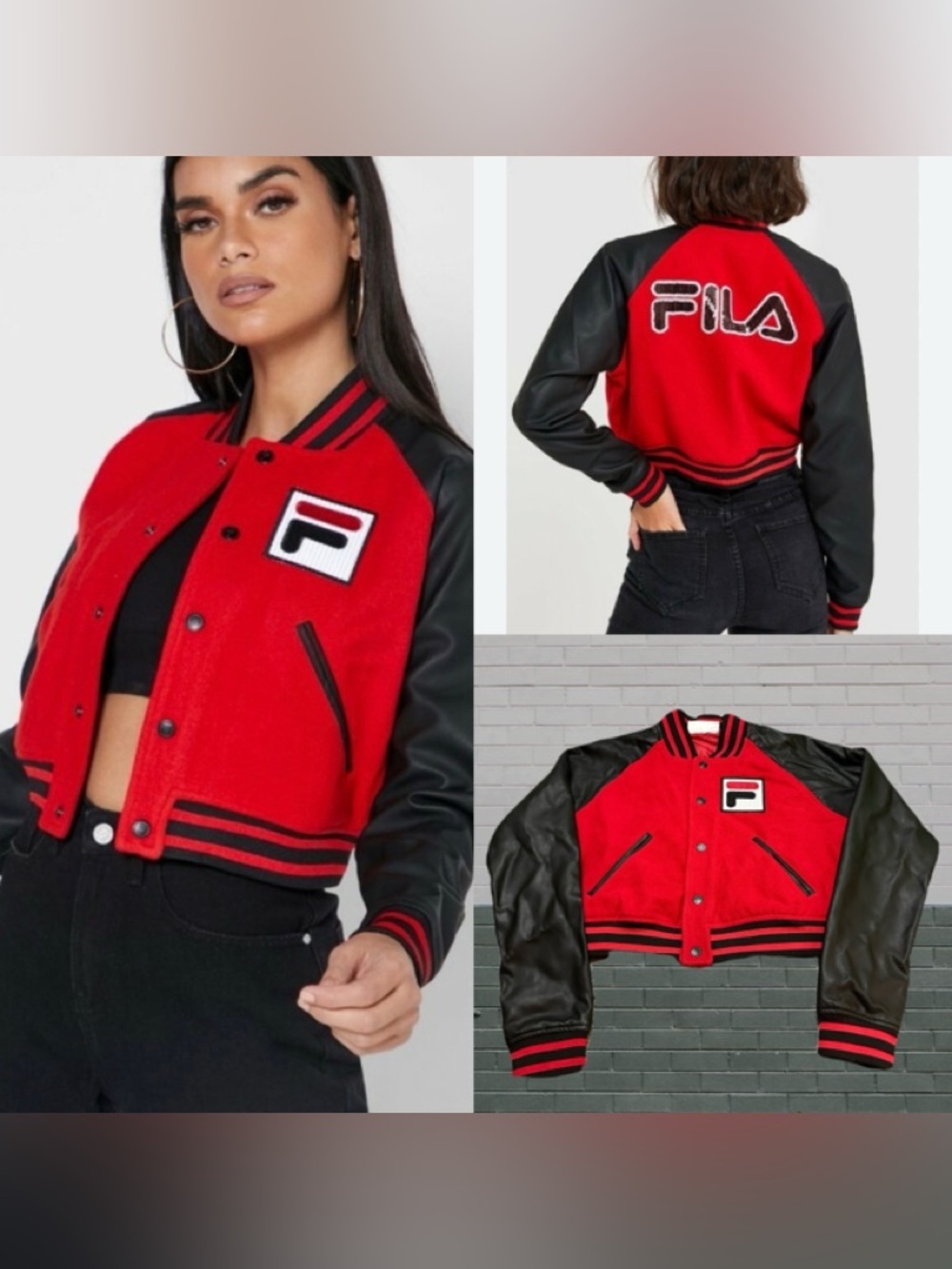 FILA Red and Black Women's Varsity Jacket M - Picture 1 of 14